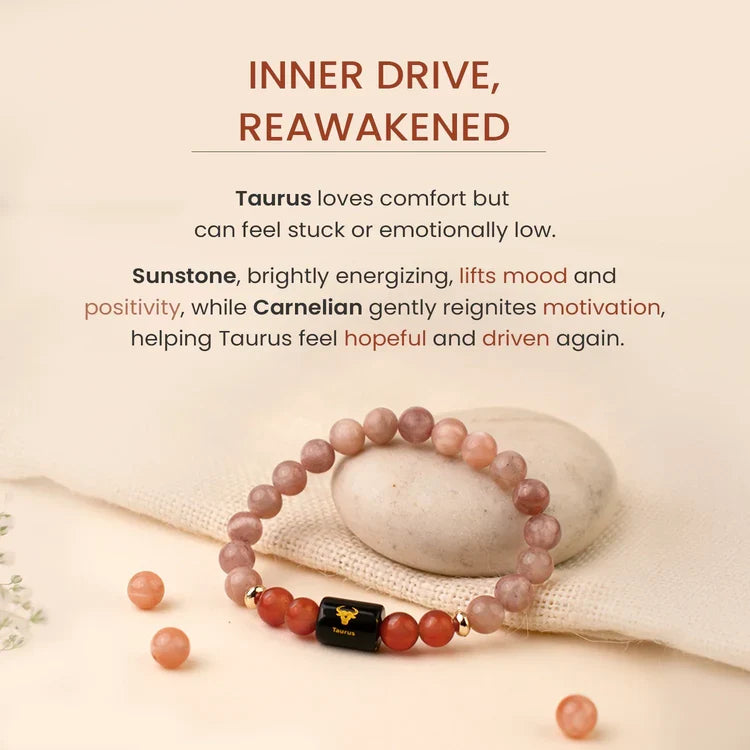 Taurus Zodiac Sunstone & Carnelian Bracelet