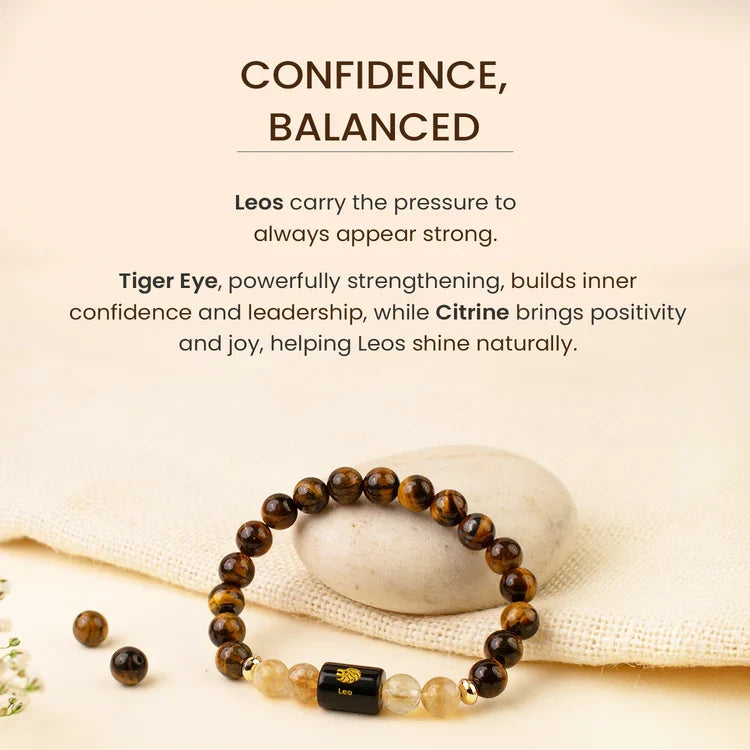 Leo Zodiac Tiger Eye & Citrine Bracelet