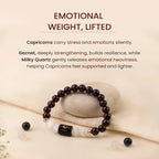 Capricorn Zodiac Garnet & Milky Quartz Bracelet