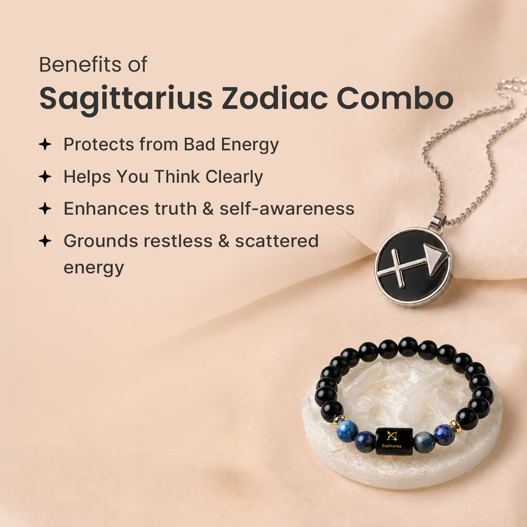 Sagittarius Zodiac Bracelet with Pendant & Free Selenite Plate