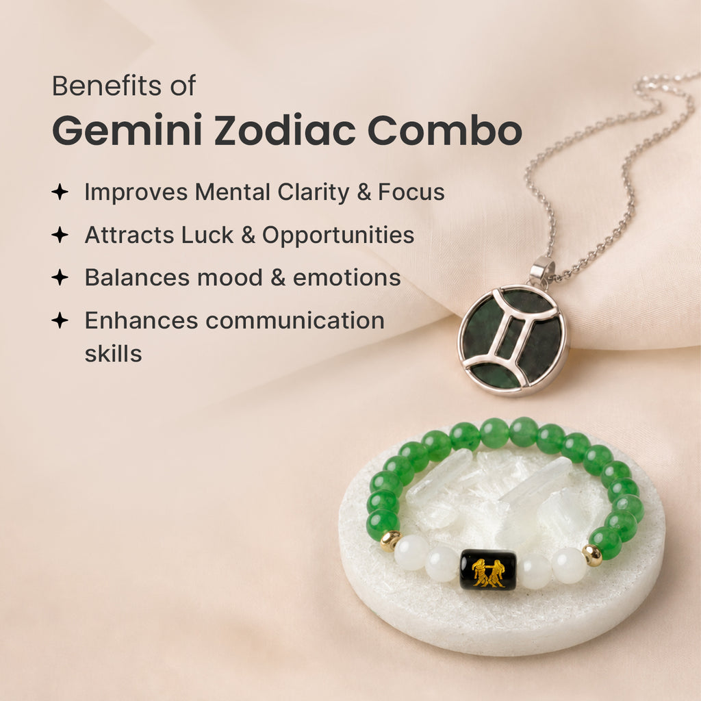Gemini Zodiac Bracelet with Pendant & Free Selenite Plate