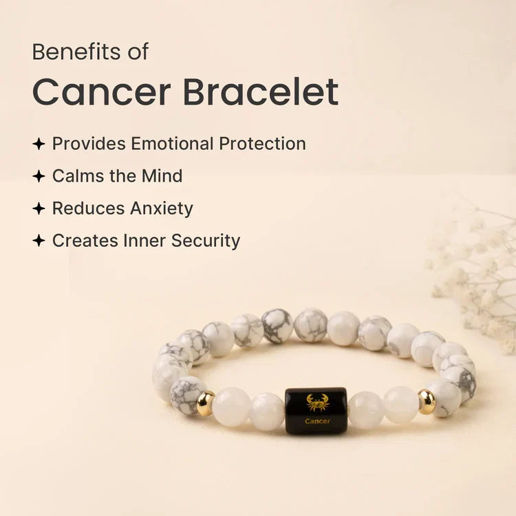 Cancer Zodiac Howlite & Milky Quartz Bracelet