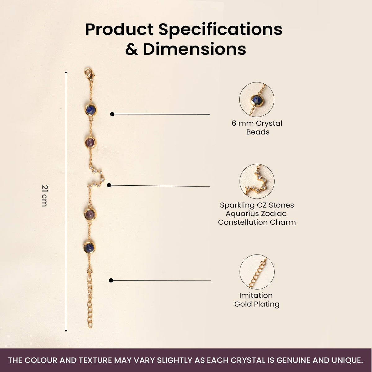Aquarius Zodiac Constellation Bracelet for Women