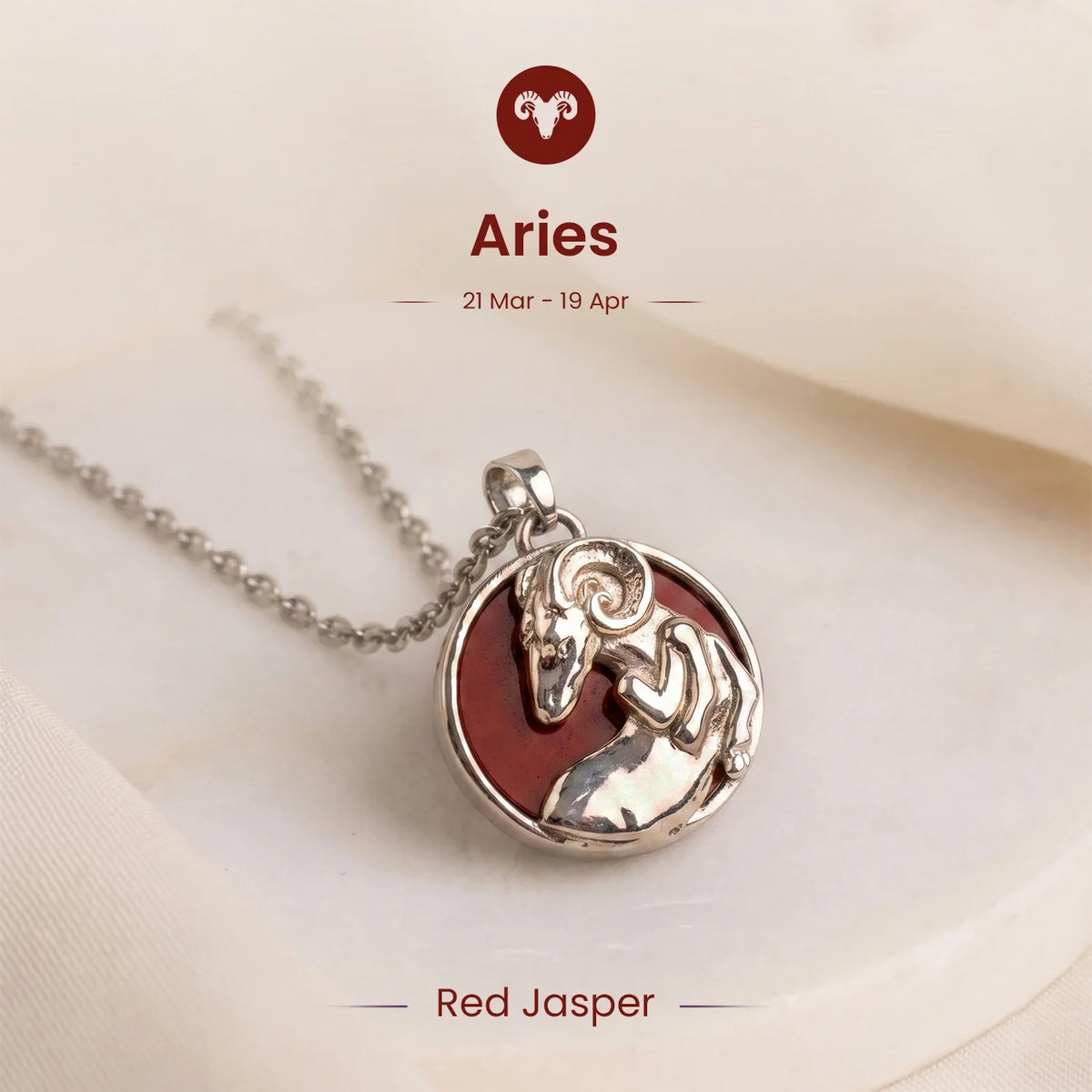 Aries Pendant with Red Jasper Stone