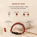 Aries Zodiac Red Jasper & Tiger Eye Bracelet