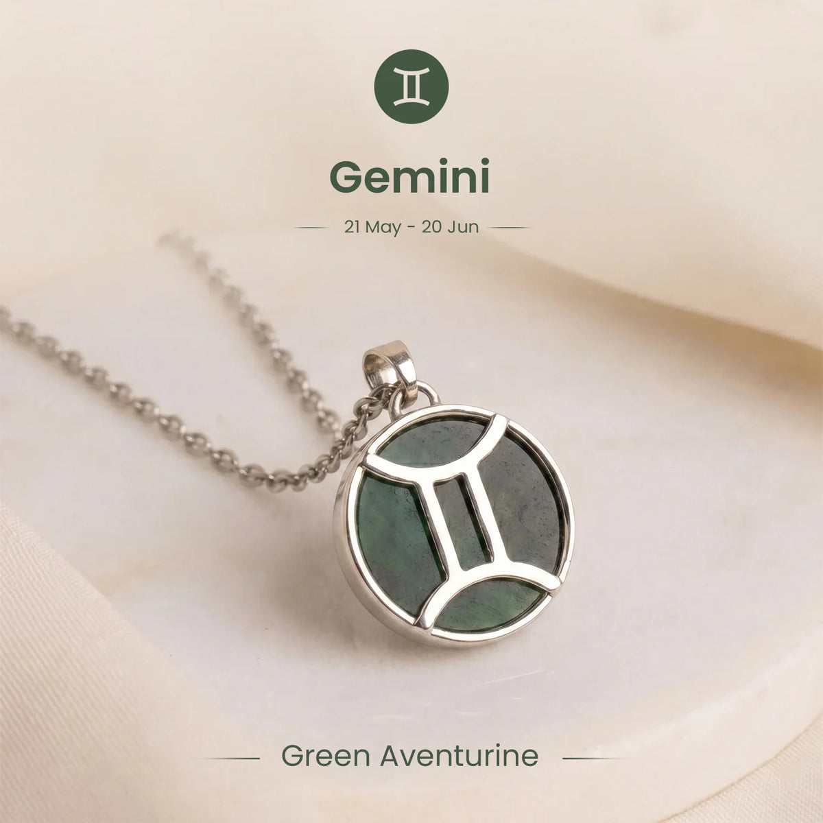 Gemini Pendant with Green Aventurine
