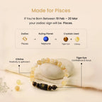 Pisces Zodiac Citrine & Tiger Eye Bracelet