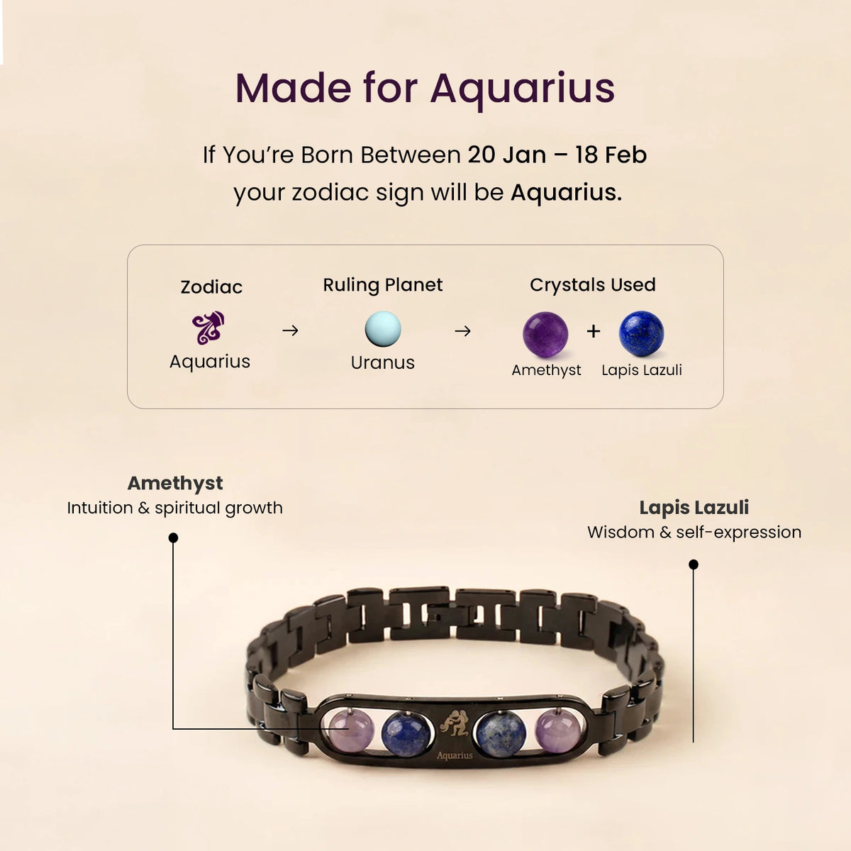 Aquarius Zodiac Metal Bracelet