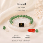 Gemini Zodiac Green Aventurine & Milky Quartz Bracelet