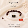 Capricorn Zodiac Garnet & Milky Quartz Bracelet