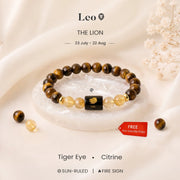 Leo Zodiac Tiger Eye & Citrine Bracelet