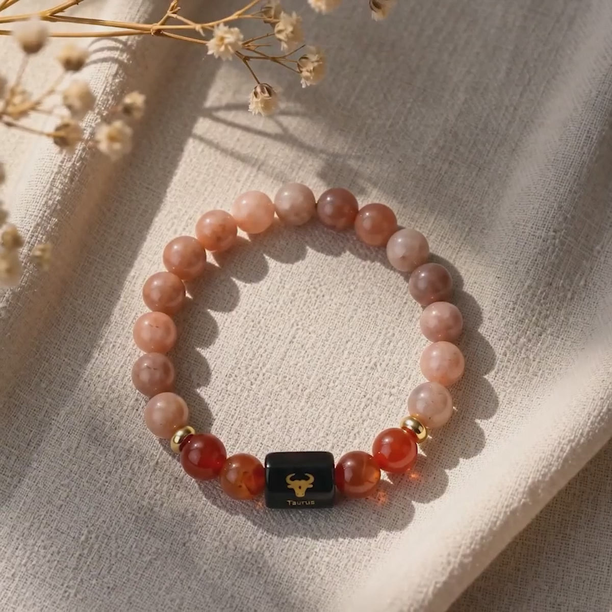 Taurus Zodiac Sunstone & Carnelian Bracelet