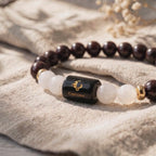 Capricorn Zodiac Garnet & Milky Quartz Bracelet