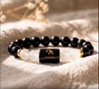Scorpio Zodiac Black Obsidian & Milky Quartz Bracelet