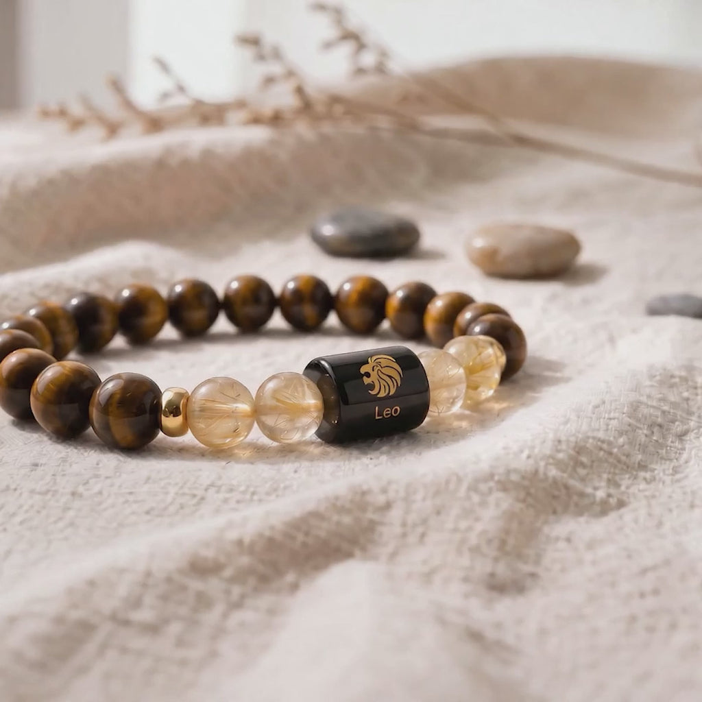 Leo Zodiac Tiger Eye & Citrine Bracelet