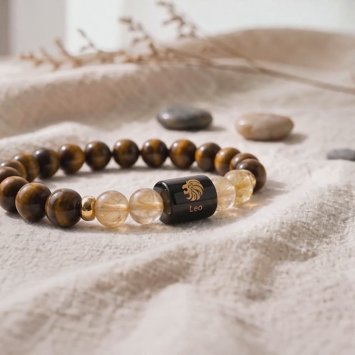 Leo Zodiac Tiger Eye & Citrine Bracelet