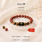 Aries Zodiac Red Jasper & Tiger Eye Bracelet