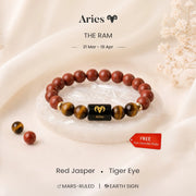 Aries Zodiac Red Jasper & Tiger Eye Bracelet