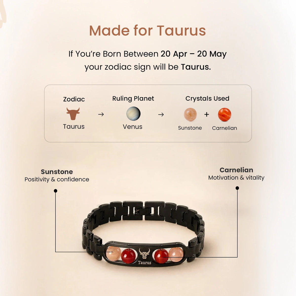 Taurus Zodiac Metal Bracelet