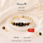 Pisces Zodiac Citrine & Tiger Eye Bracelet