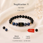 Sagittarius Zodiac Black Obsidian & Lapis Lazuli Bracelet